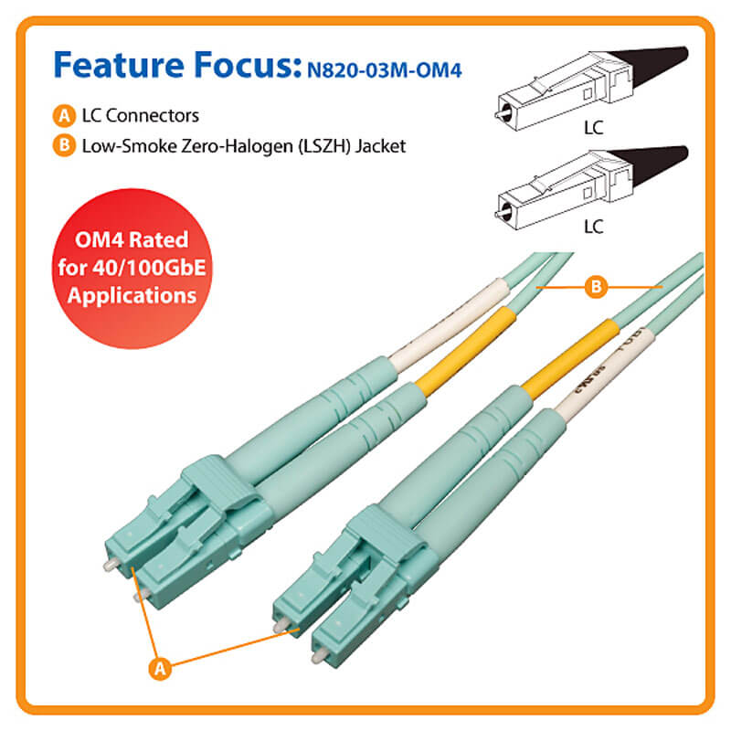 Tripp Lite N820-03M-OM4 Fiber Optic Duplex Patch Cable