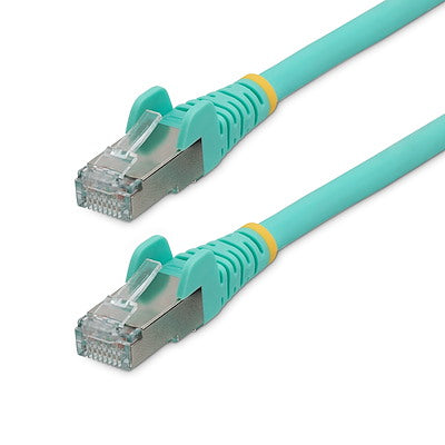 StarTech.com Câble Ethernet CAT6a de 30 pieds, Aqua Low Smoke Zero Halogen (LSZH) 10 GbE 100W PoE S/FTP Cordon de brassage réseau RJ-45 sans accroc