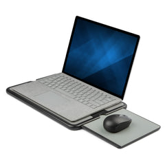 Work in comfort using this portable laptop lap desk - Retractable mouse pad tray