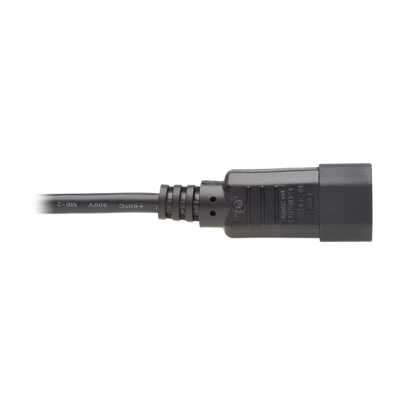 2-Slot Non-Polarized Laptop Notebook Power Cord, 1-15P to C7 - 10A, 120V, 18 AWG