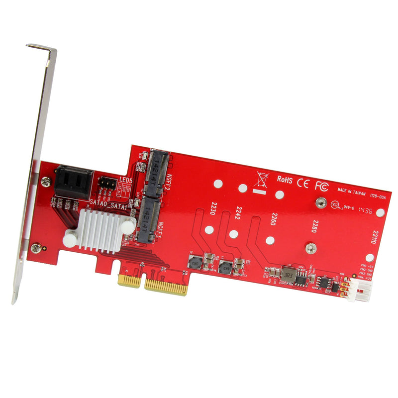 StarTech.com 2x M.2 NGFF SSD RAID Controller Card plus 2x SATA III Ports - PCIe - Two Slot PCI Express M.2 RAID Card plus Two SATA Ports