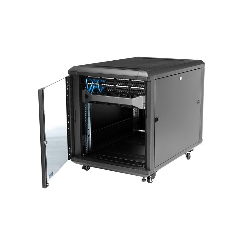 StarTech.com 4-Post 12U Server Rack Cabinet, 19" Data Rack Cabinet for Computer / IT Equipment, Home Network Rack, Half Height Server Rack