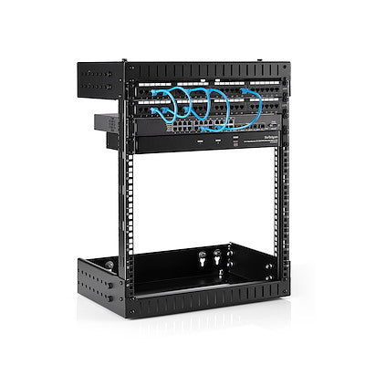 StarTech.com 2-Post 12U Heavy-Duty Wall Mount Network Rack, 19" Open Frame Server Rack with Adjustable Depth, Data Rack for IT Equipment~