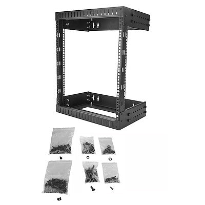 StarTech.com 2-Post 12U Heavy-Duty Wall Mount Network Rack, 19" Open Frame Server Rack with Adjustable Depth, Data Rack for IT Equipment~