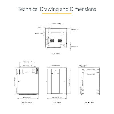 StarTech.com Armoire réseau murale 15U 19" - 16" de profondeur, verrouillage à charnière flexible pour équipement de données informatiques, boîtier de commutateur ventilé avec étagère 