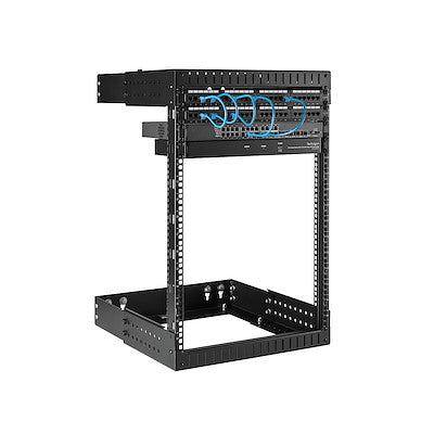 StarTech.com Rack réseau mural robuste à 2 montants 15U, rack de serveur à cadre ouvert de 19" avec profondeur réglable, rack de données pour équipement informatique ~ 