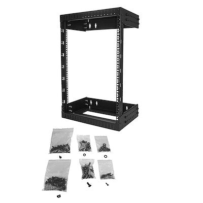 StarTech.com Rack réseau mural robuste à 2 montants 15U, rack de serveur à cadre ouvert de 19" avec profondeur réglable, rack de données pour équipement informatique ~ 