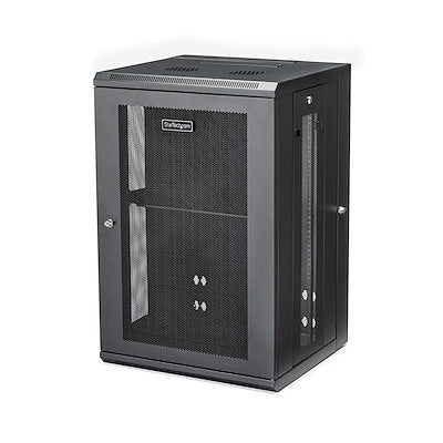 StarTech.com 18U 19" Wall Mount Network Cabinet - 16" Deep Hinged Locking Flexible IT Data Equipment Rack Vented Switch Enclosure w/Shelf