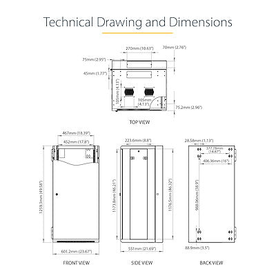 StarTech.com Armoire réseau murale 26U 19" - 16" de profondeur, verrouillage à charnière, flexible pour équipement de données informatiques, boîtier de commutation ventilé avec étagère 