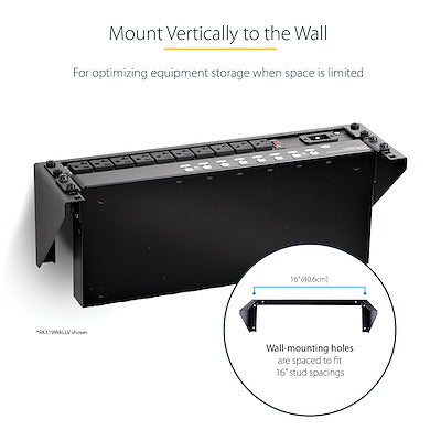 StarTech.com Support de rack vertical mural 3U 19", support de montage mural pour panneau de brassage pour équipement AV/IT, rack 3U pour armoire/salle de serveurs