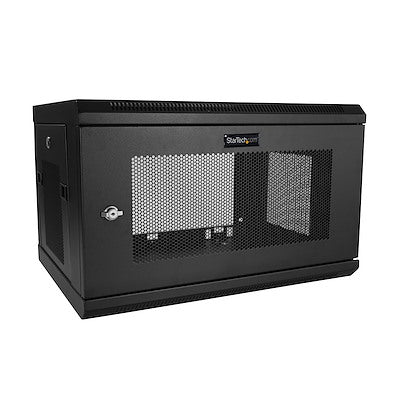 StarTech.com 2 Post 6U 19" Wall Mount Network Cabinet 15" Deep - Locking Vented IT Data Equipment/Switch Rack Enclosure w/Shelf/Hook&Loop