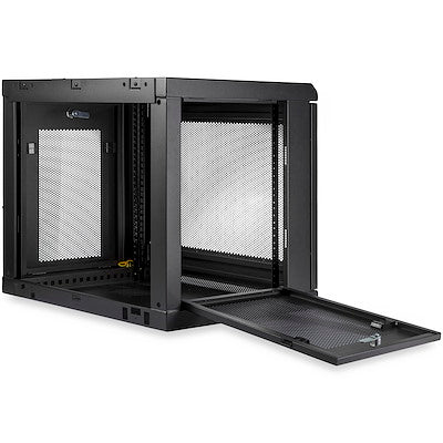 StarTech.com 2 Post 9U 19" Wall Mount Network Cabinet Adjustable 6-15"- Locking Vented IT Equipment/Switch Rack Enclosure /Shelf/Hook&Loop