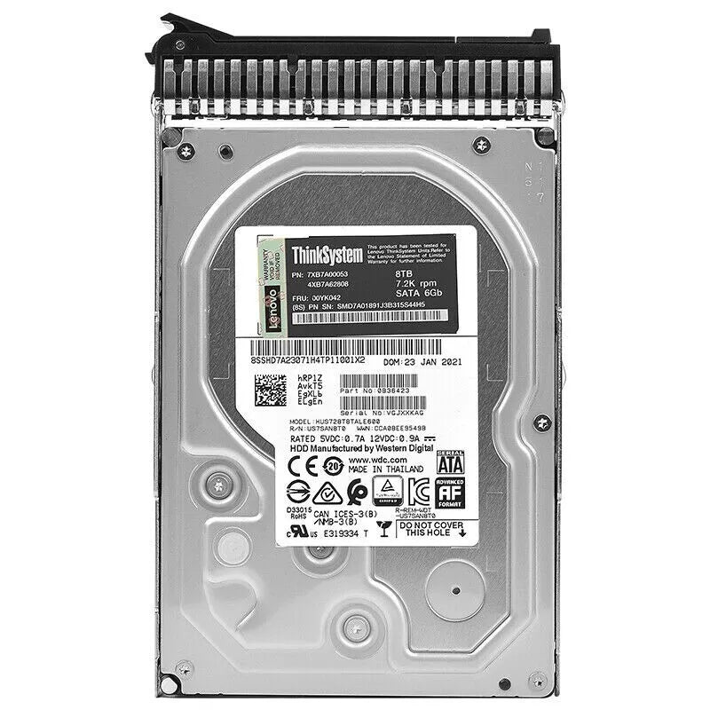 Disque dur Lenovo ThinkSystem 3.5 8 To 7,2K SATA 6 Go échangeable à chaud 512e