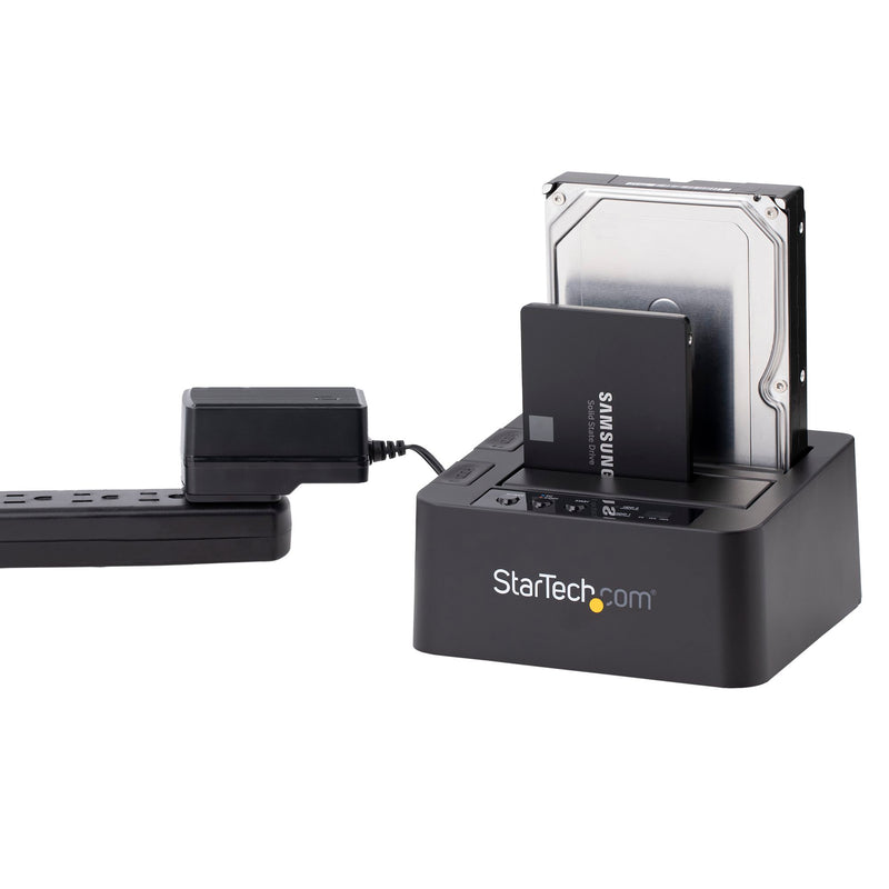 StarTech.com Standalone Hard Drive Duplicator Dock, External Dual Bay HDD/SSD Cloner/Copier, USB 3.0 / eSATA, SATA Disk Cloning / Recovery