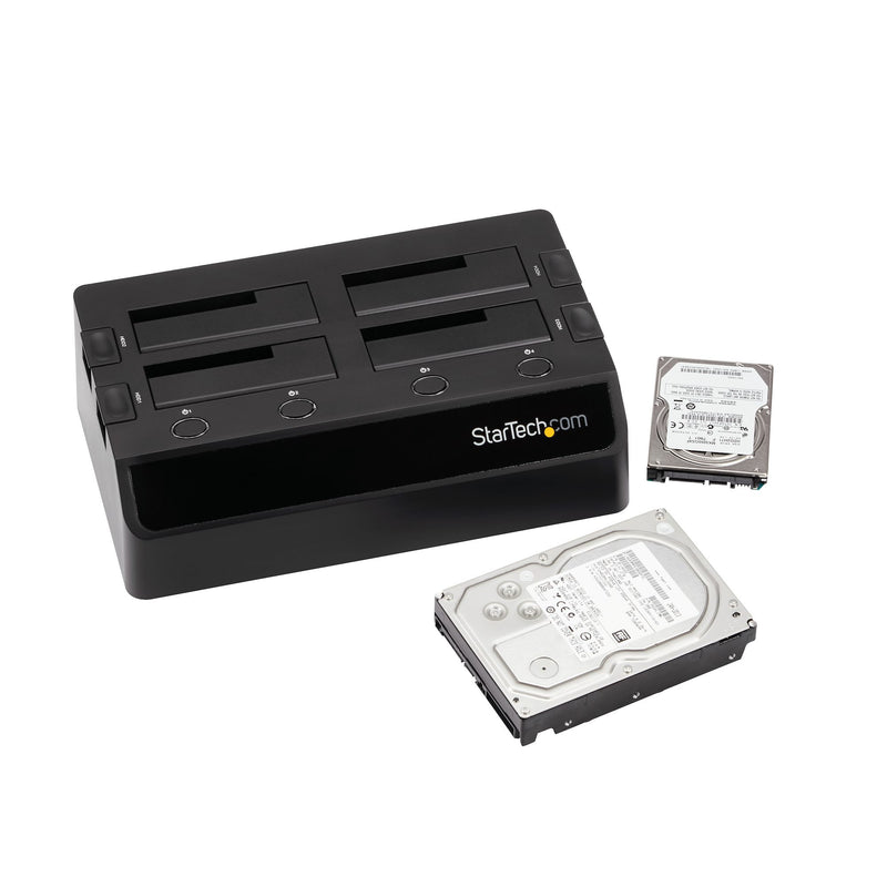 StarTech.com Station d'accueil 4 baies USB 3.0 vers disque dur SATA, station d'accueil SSD/HDD SATA III 2,5/3,5" (6 Gbit/s), baie de disque dur USB, chargement par le haut