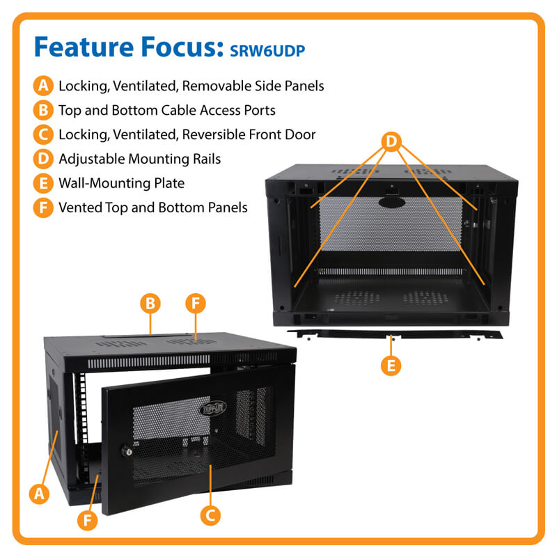 Tripp Lite SmartRack 6U Low-Profile Switch-Depth-Plus Armoire de boîtier en rack à montage mural