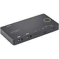 StarTech.com Commutateur KVM hybride USB-A + HDMI et USB-C à 2 ports, moniteur HDMI 2.0 4K 60 Hz unique, commutateur KVM HDMI compact pour ordinateur de bureau et/ou ordinateur portable