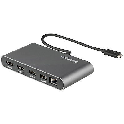 StarTech.com Thunderbolt 3 Mini Dock - Station d'accueil portable double moniteur TB3 pour ordinateur portable HDMI 4K 60 Hz - 2x USB-A &amp; GbE - câble 28 cm (11")