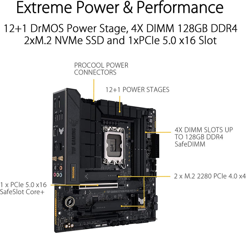 ASUSTUF GAMING B760M-PLUS WIFI D4 INTEL SOCKET LGA1700 FOR 12TH & 13TH GEN 4DDR4