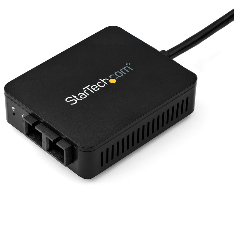 Connect to a Gigabit Ethernet fiber optic network through your laptops USB-A por