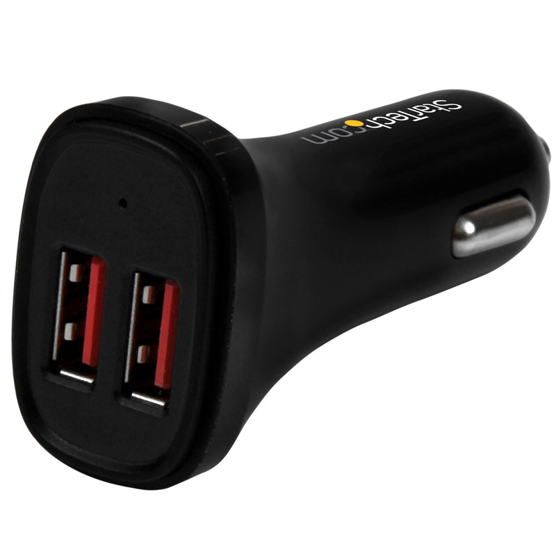 Star Tech.com Chargeur de voiture USB double port – Noir – Haute puissance 24 W/4,8 A – Chargeur de voiture USB 2 ports – Chargez deux tablettes à la fois