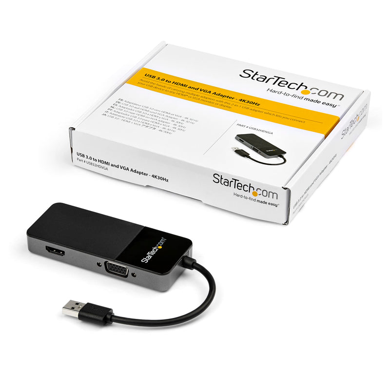 StarTech.com Adaptateur USB 3.0 vers HDMI et VGA - Convertisseur d'adaptateur d'affichage multiport double moniteur USB Type A 4K/1080p - Carte graphique externe