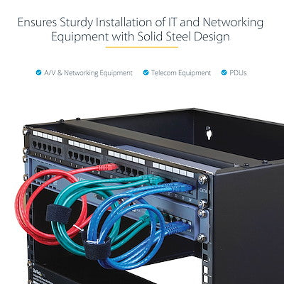 StarTech.com 12U Wall Mount Rack, 14in Deep, 19 inch Wall Mount Network Rack, Wall Mounting Patch Panel Bracket for Switch/IT Equipment