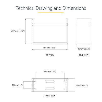 StarTech.com 4U Wall Mount Rack, 14in Deep, 19 inch Wall Mount Network Rack, Wall Mounting Patch Panel Bracket for Switch/IT Equipment