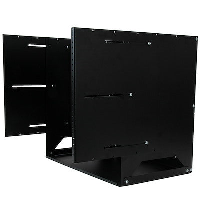 StarTech.com Rack réseau mural à 2 montants 8U à cadre ouvert avec étagère intégrée et profondeur réglable, rack informatique pour équipement informatique, TAA~ 