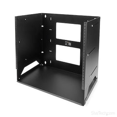 StarTech.com 2-Post 8U Open Frame Wall Mount Network Rack with Built-in Shelf and Adjustable Depth, Computer Rack for IT Equipment, TAA~